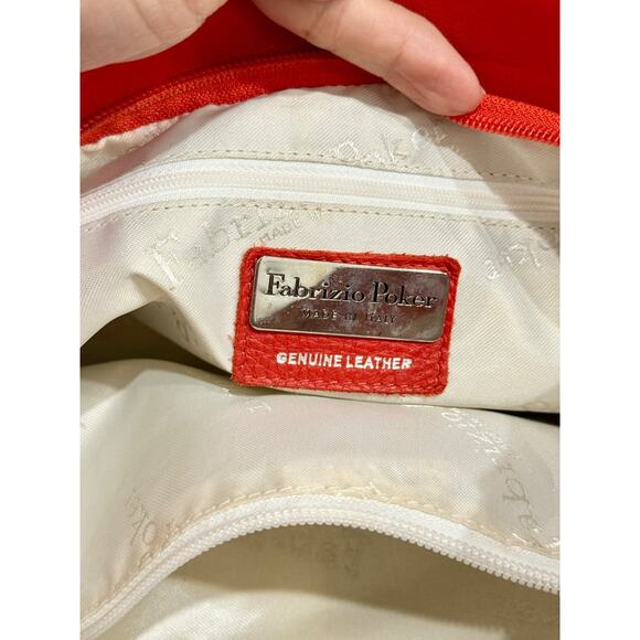 Fabrizio Poker Medium Size Genuine Leather Women's Shoulder Handbag Red - Picture 10 of 11